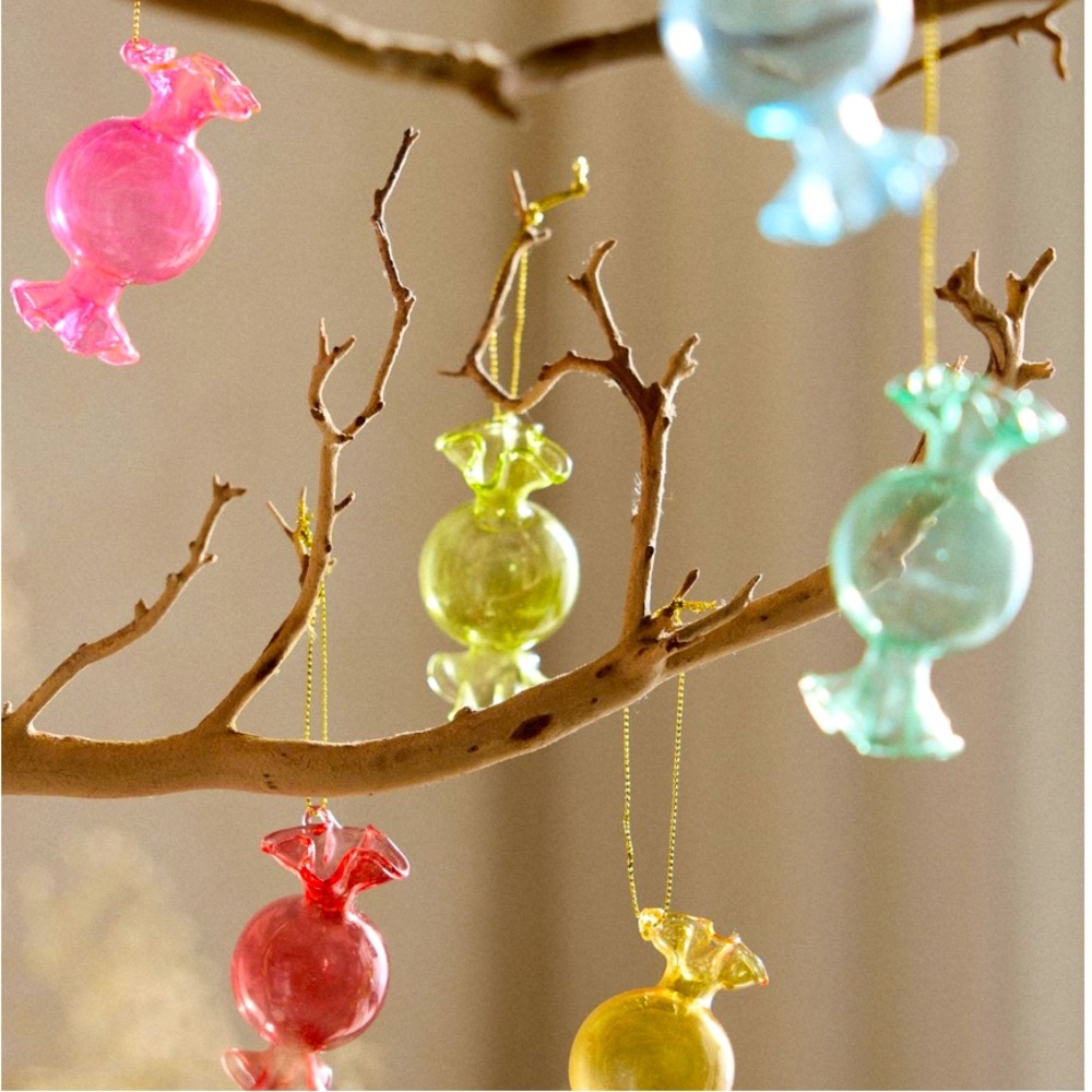 Glass Candy Ornaments set of 6